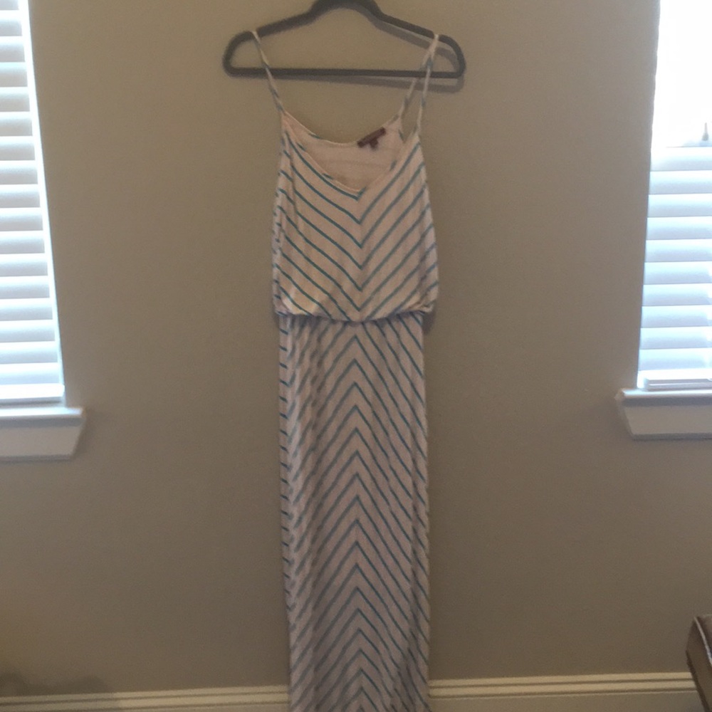 Striped green and cream maxi dress